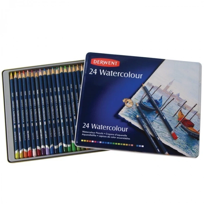 DERWENT WATERCOLOUR - SULUBOYA KALEMİ 24 RENK TENEKE KUTU
