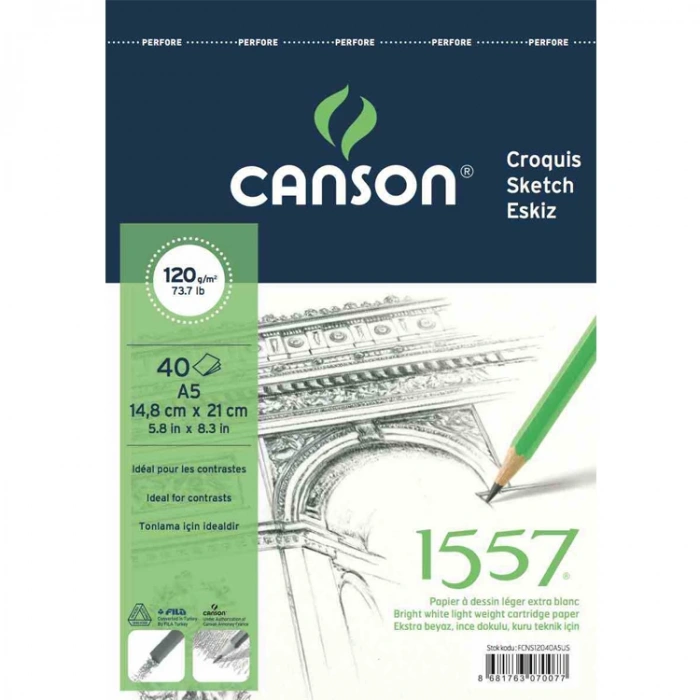 CANSON A5 1557 RESİM VE ÇİZİM BLOK 120 GR 40YP 120A540US