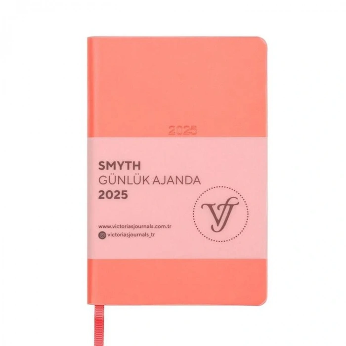 VICTORIAS JOURNALS 124-1496 9X14 SMYTH LASTİKLİ GÜNLÜK AJANDA A5 - ŞEFTALİ RENGİ