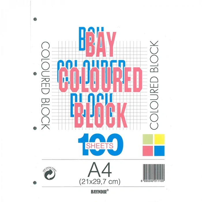 BAYINDIR A4 RENKLİ 4 RENK  KOLEJ YEDEĞİ KARELİ 100LÜ