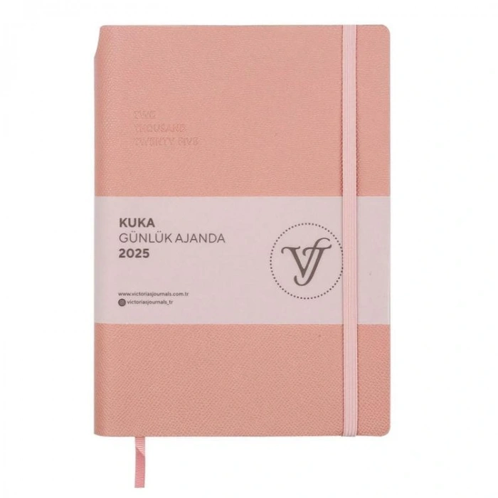 VICTORIAS JOURNALS 124-1465 14X20,5  KUKA GÜNLÜK AJANDA A5 - PUDRA PEMBE