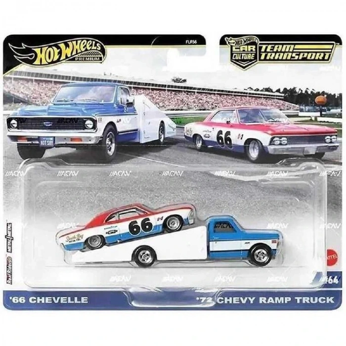 HOT WHEELS FLF56/HRV40 TEAM TRANSPORT 66 CHEVELLE-72 CHEVY RAMP TRUCK  PREMIUM ARABALAR 3+ TEKLİ