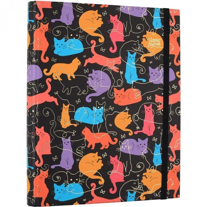 VICTORIAS JOURNALS 8695 KAWAII CATS 17X24cm GİZLİ SPİRALLİ SERT KAPAK ÇİZGİLİ DEFTER