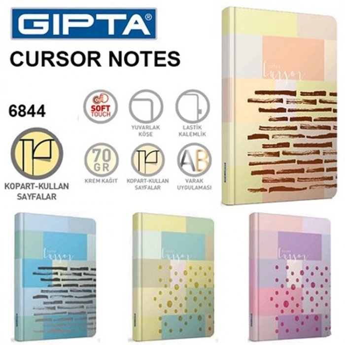 GIPTA CURSOR 13X21 İP DİKİŞLİ SERT KAPAK 120 YP. ÇİZGİLİ DEFTER