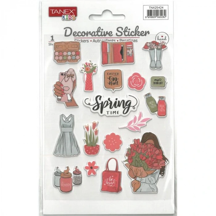 TANEX KIDS TNX-25424 DEKORATİF ETİKETLER - PUFFY BAHAR SERİSİ STICKER - TEKLİ