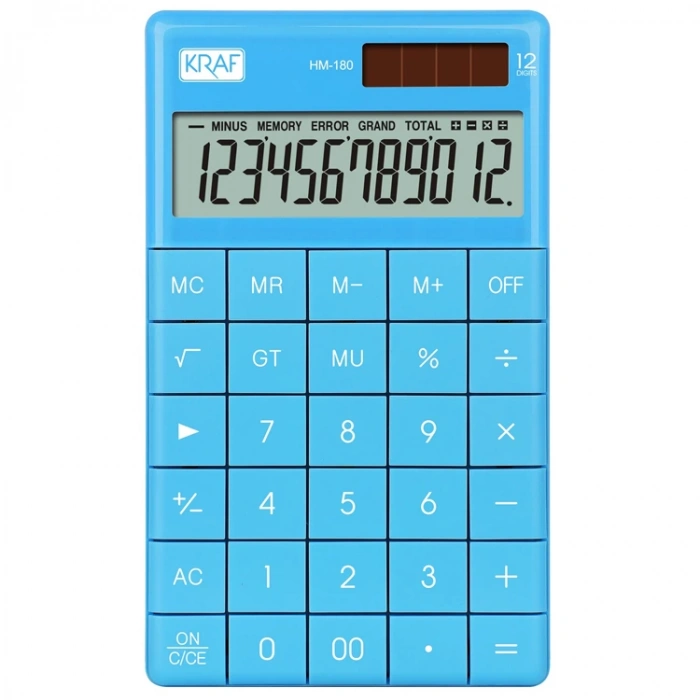 KRAF 12 HANE MASAÜSTÜ HESAP MAKİNESİ HM-180 BL MAVİ