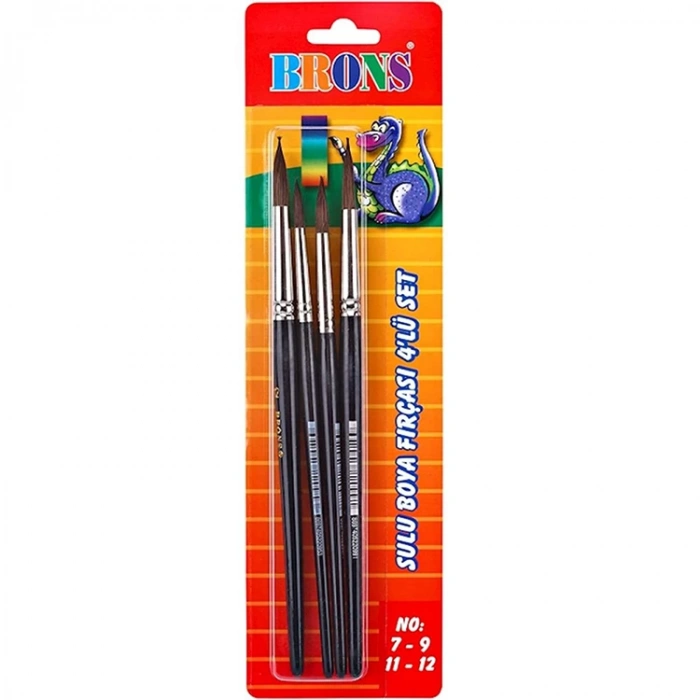 BRONS BR-617 SULU BOYA FIRÇA SETİ 4LÜ 145/7-9-11-12