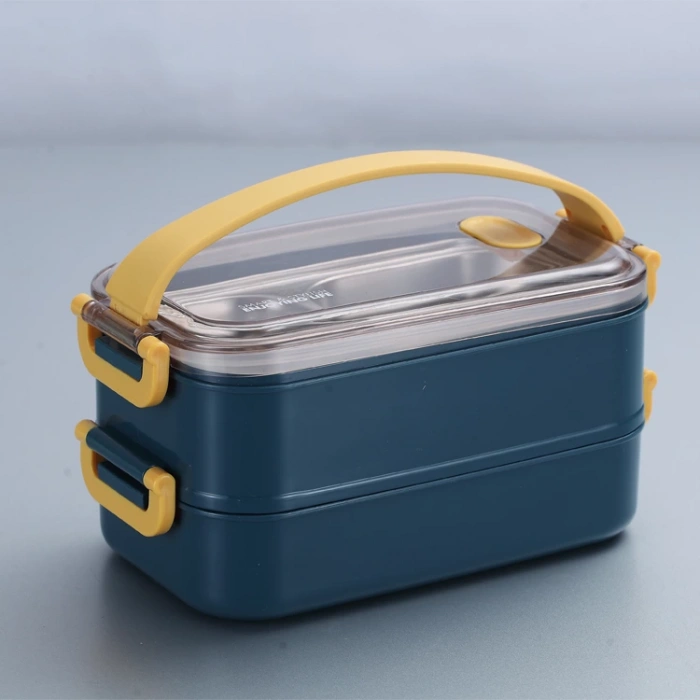 VAGONLİFE ÇELİK YEMEK KABI 2 KATLI 3 BÖLMELİ LUNCH BOX 1400ml XC-363