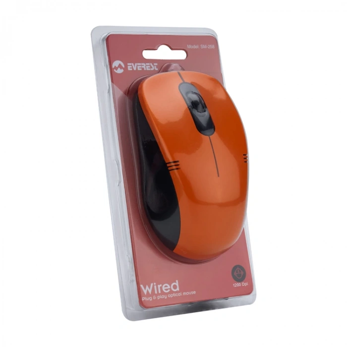 EVEREST SM-258 1200 DPİ OPTİK KABLOLU MOUSE TURUNCU