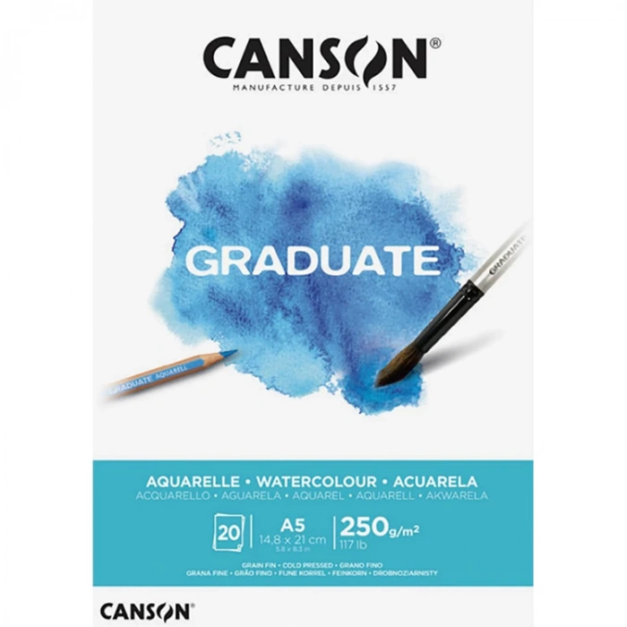 CANSON A5 GRADUATE AQUARELLE 250 GR SULUBOYA DEFTERİ 20 YP.