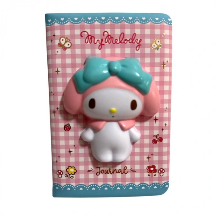 VICTORIAS JOURNALS 525-2080 KUROMİ (MY MELODY) A6 192 SAYFA 100 GR. RENKLİ SAYFALI SQUISHY GÜNLÜK/ NOT DEFTERİ