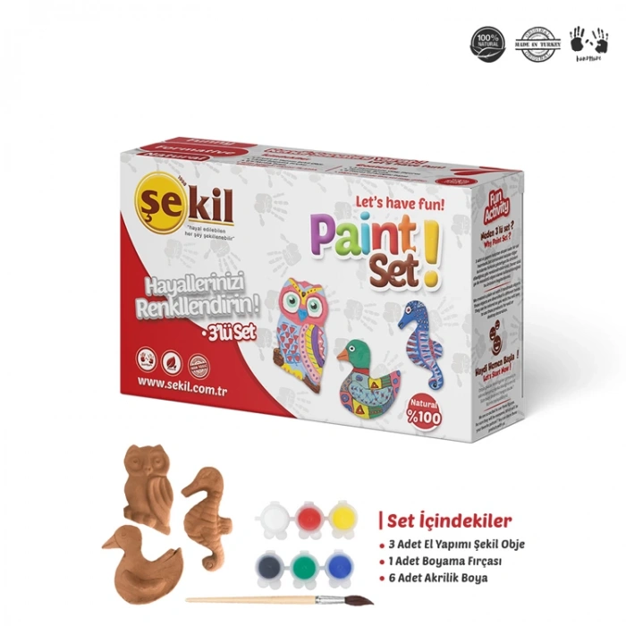 ŞEKİL SKL3ST KİL OBJE BOYAMA SETİ 3LÜ