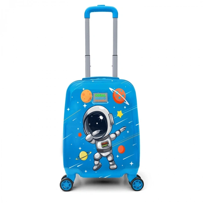 CORAL HIGH 16751 MİNİ LACİVERT MAVİ ASTRONOT DESENLİ VALİZ