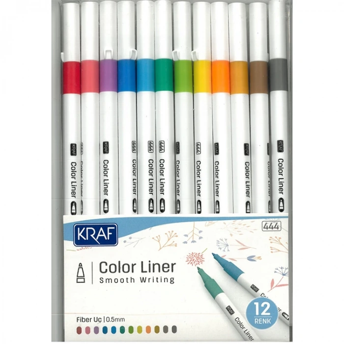 KRAF 444  COLOR LINER KEÇELİ KALEM 0.5 MM 12 Lİ