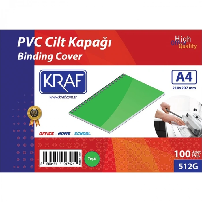KRAF 512G CİLT KAPAĞI A4 160mic. 100LÜ YEŞİL
