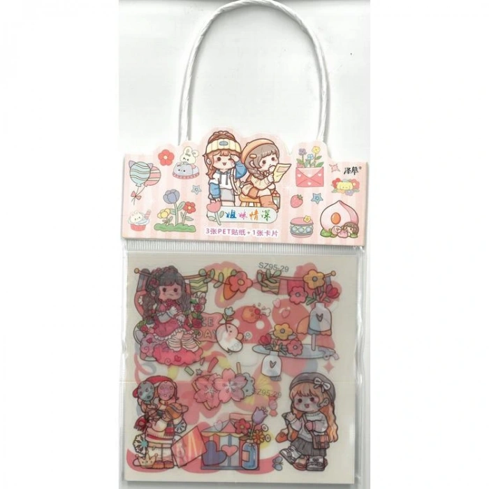 HELVACIOĞLU C1901 STİCKER KIZ ÇIKARTMALARI SAPLI 3 YP. 1 SET  (ADET)