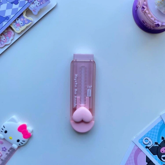 MİKRO ER3212 PUSH PASTEL RENKLİ KALPLİ SÜRGÜLÜ SİLGİ - TEKLİ