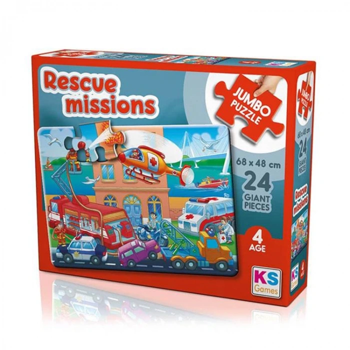 KS GAMES JP31009 RESCUE MISSIONS 68x48cm JUMBO YAPBOZ/PUZZLE 24 PARÇA  4YAŞ