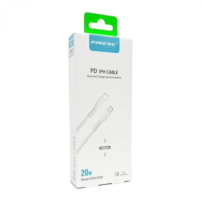PİNENG PN-301 20W PD LİGHTNİNG TO TYPE-C 1M 3.4A BEYAZ HIZLI DATA ŞARJ