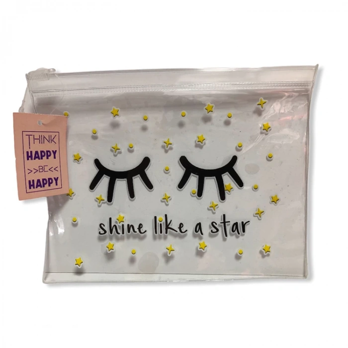 KAHRAMAN KİWOO DESİNG 20,5X16 cm ŞEFFAF FERMUARLI EL ÇANTASI  KW-0015