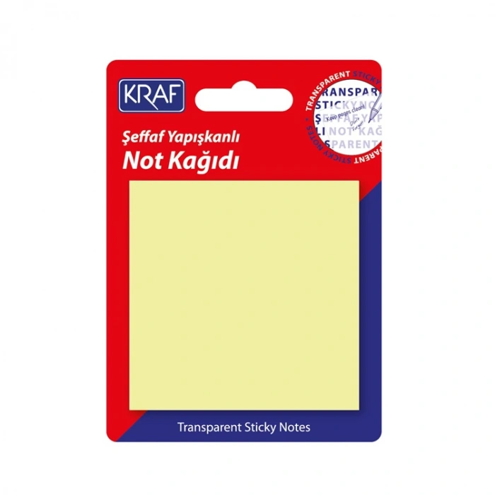 KRAF 7676TR YAPIŞKANLI NOT KAĞIDI 50yp.76x76mm. ŞEFFAF SARI