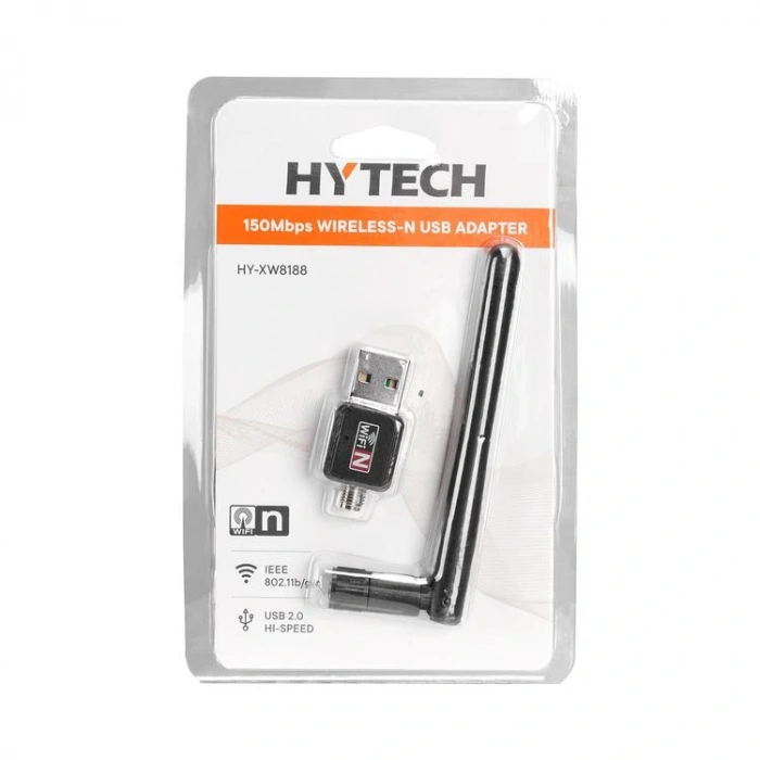 HYTECH HY-XW8188 150 Mbps 2.4 GHZ 2dBi HARİCİ ANTENLİ USB KABLOSUZ ADAPTÖR
