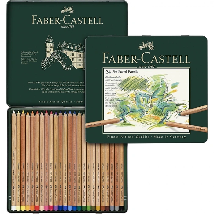 FABER CASTELL METAL KUTU PITT PASTEL BOYA KALEM SETİ 24 RENK