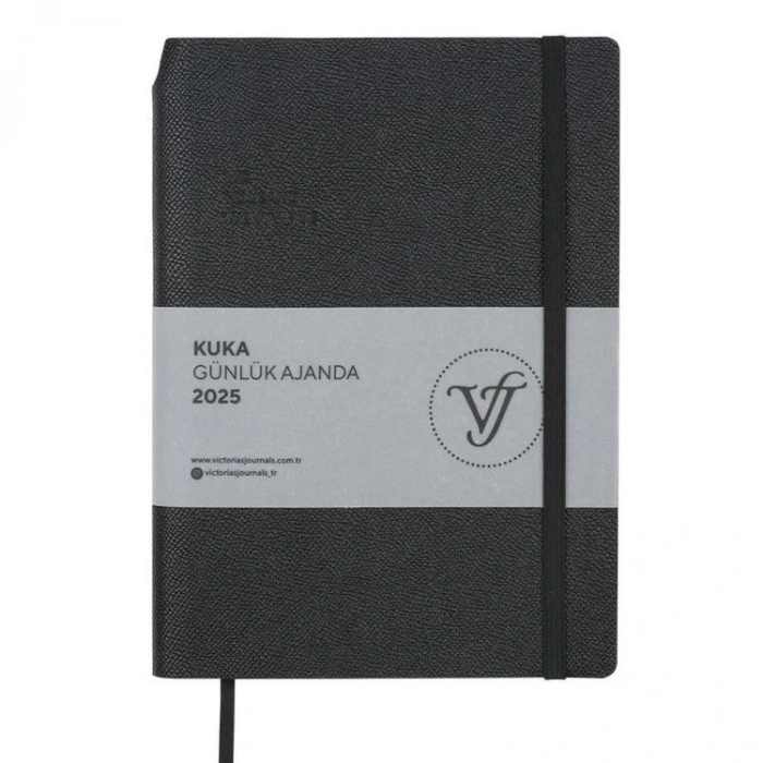VICTORIAS JOURNALS 124-1459 14X20,5  KUKA GÜNLÜK AJANDA A5 - SİYAH