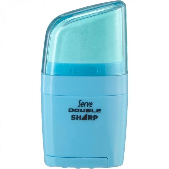 SERVE DOUBLE SHARP SİLGİLİ KALEMTRAŞ PASTEL GÖK MAVİ