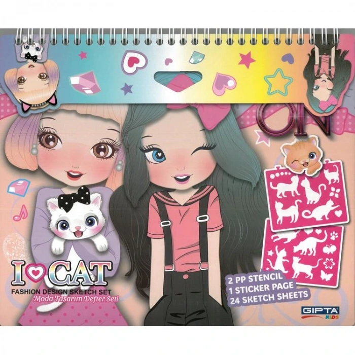 GIPTA STYLE ON K9018 STICKERLI  MODA TASARIM DEFTERİ 21X25 SKETCH BOOK