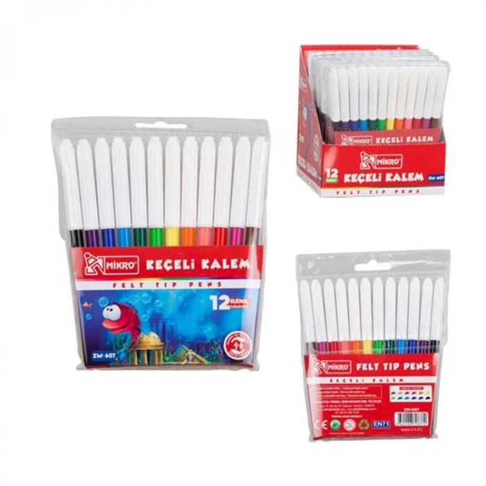 MİKRO ZW-607 KEÇELİ KALEM 12 RENK