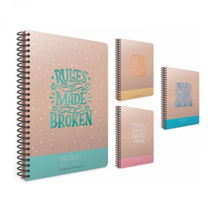 GIPTA FULL CRAFT SPİRALLİ SERT KAPAK DEFTER A5 96YP. ÇİZGİSİZ