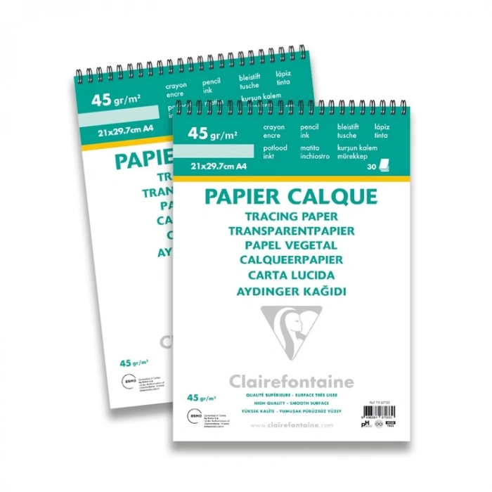 ESMO TR87133 CLAIREFONTAINE AYDINGER BLOK A4 40/45 Gr 30 YAPRAK ÜSTTEN SPİRALLİ