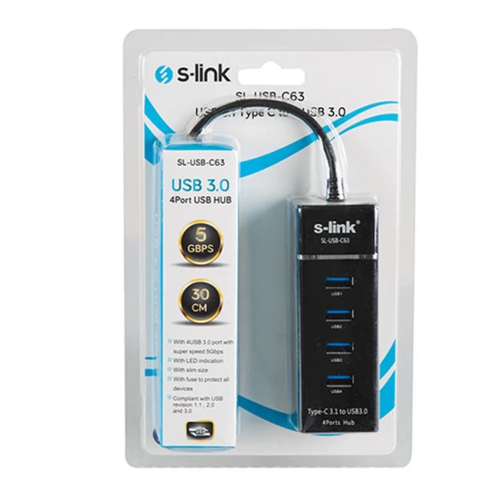 S-LINK SL-USB-C63 TYPE C TO 4 PORT USB 3.0 ÇEVİRİCİ ADAPTÖR