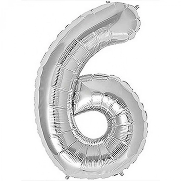 TEKNOPOİNT FOLYO  BALON 40 inç  RAKAM GÜMÜŞ  6