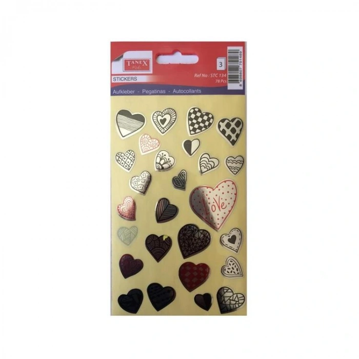 TANEX STC-134 METALİZE KALP ETİKETİ 3LÜ