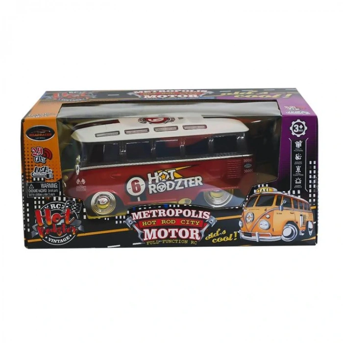 CAN OYUNCAK MK8051B/MK8052B HOT ROD PATROL CITY 1:16 SESLİ IŞIKLI UZAKTAN KUMANDALI VINTAGE MİNİBÜS 3+