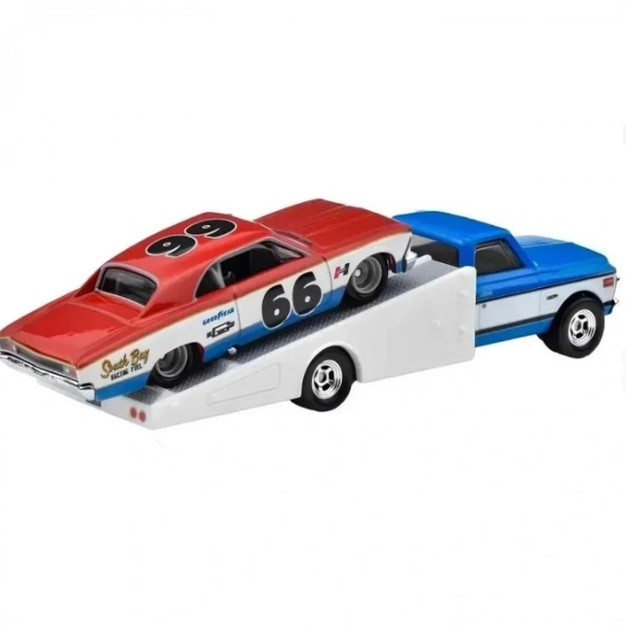 HOT WHEELS FLF56/HRV40 TEAM TRANSPORT 66 CHEVELLE-72 CHEVY RAMP TRUCK  PREMIUM ARABALAR 3+ TEKLİ
