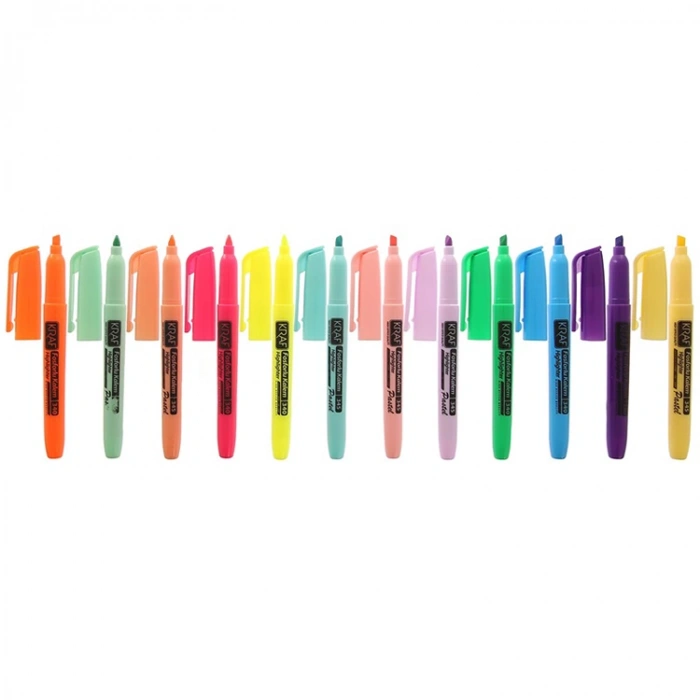 KRAF 340/345-12  (6 PASTEL + 6 PARLAK RENK) FOSFORLU KALEM 12li