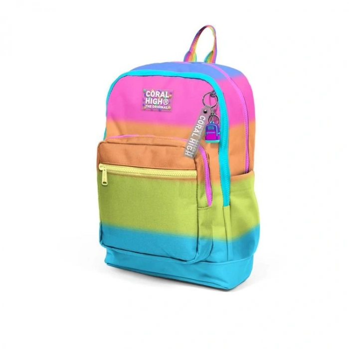CORAL HIGH 23770 KIDS RENKLİ ÇİZGİLİ DESENLİ DÖRT BÖLMELİ SIRT ÇANTASI