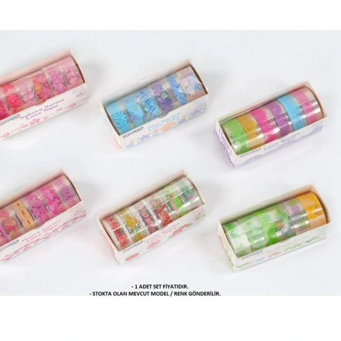 GIPTA K8901 LACE RENKLİ KAĞIT BANT 6LI KUTULU - 1.5 MMX5M