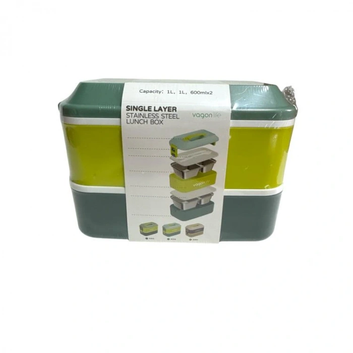 VAGONLİFE ÇELİK YEMEK KABI 2 KATLI LUNCH BOX 1200ml - VGN6744 YEŞİL