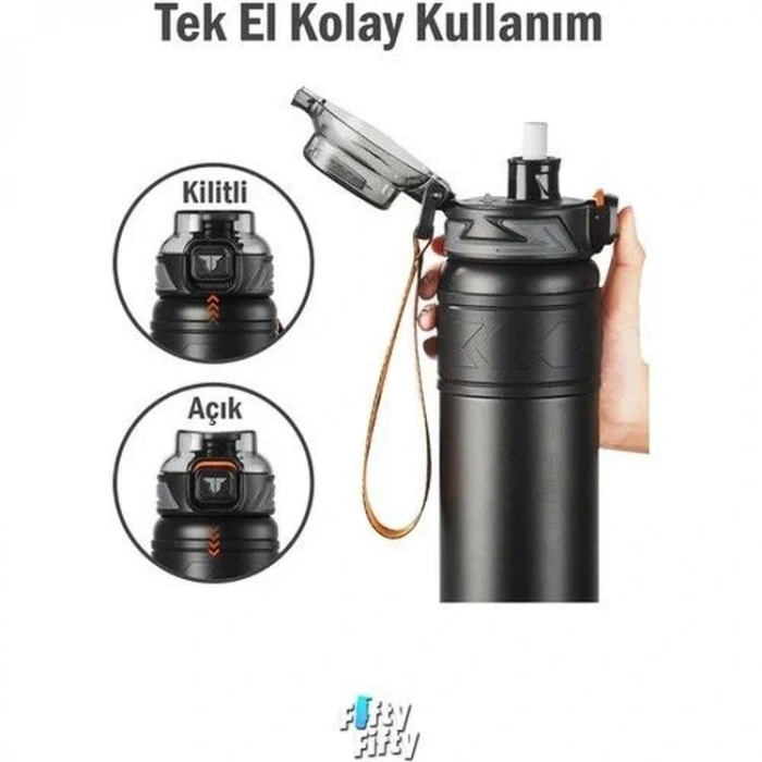 VAGONLİFE T2025 TKK PİPETLİ / PİPETSİZ KULLANIM ÇELİK TERMOS 900ML SİYAH (BLACK)