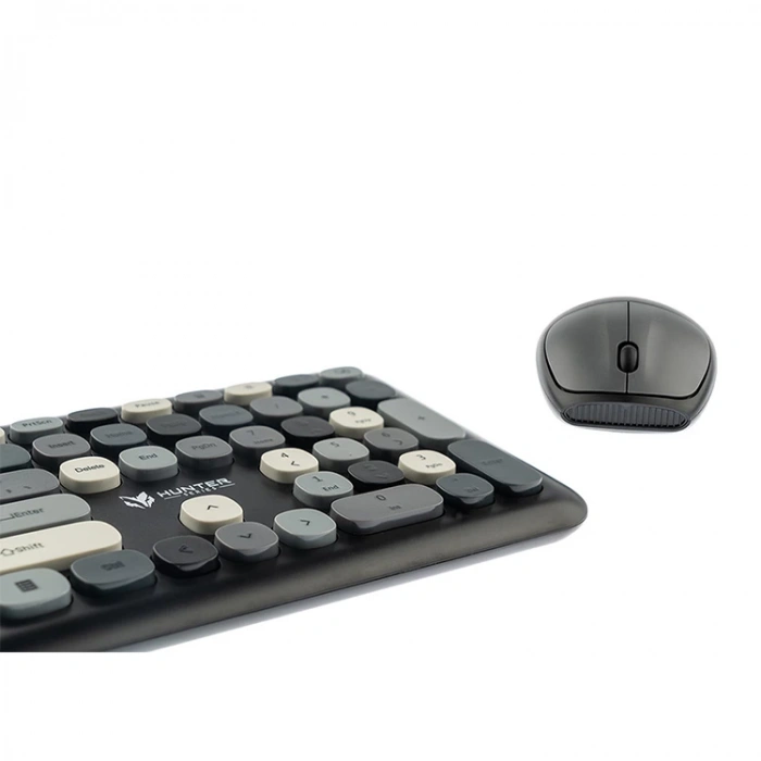 HUNTER SERİES GRAY XT MEMBRANLI SİLİKON 1600DPI KABLOSUZ KLAVYE VE MOUSE SETİ
