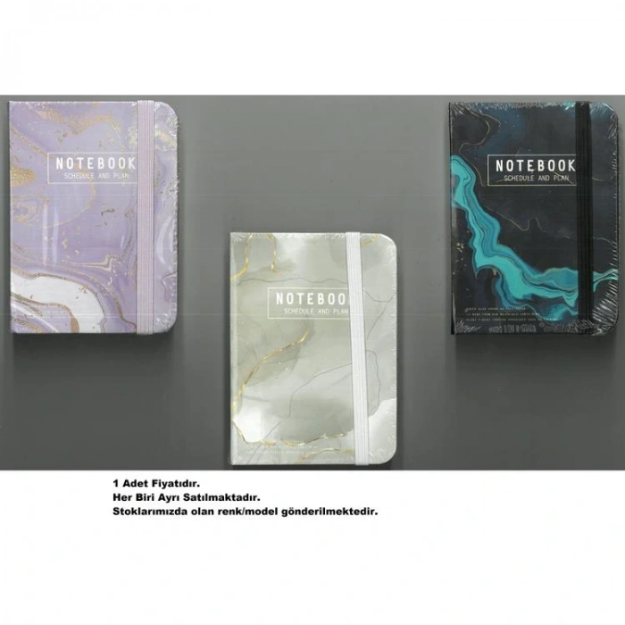 SÜDOR BN21-3  SERT KAPAK LASTİKLİ LÜKS A7 ÇİZGİLİ 80 YP. NOT DEFTERİ  MERMER - TEKLİ