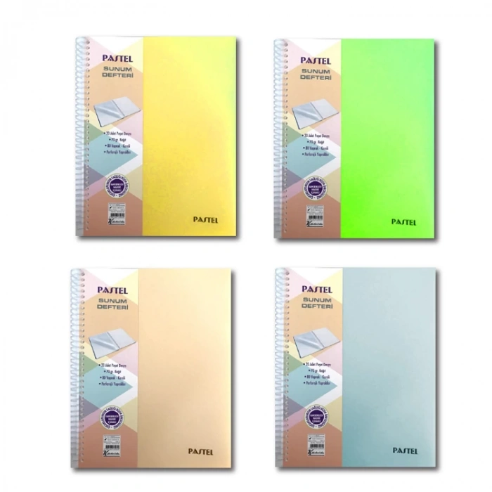 KESKİN PASTEL 23x29.7cm SPİRALLİ PLASTİK KAPAK PROJE SUNUM DEFTERİ 80 YP. KARELİ
