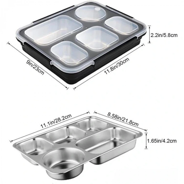 VAGONLİFE PASLANMAZ ÇELİK BÖLMELİ YEMEK KABI - LUNCH BOX  BL50122 1600 ML (1.6L) SİYAH