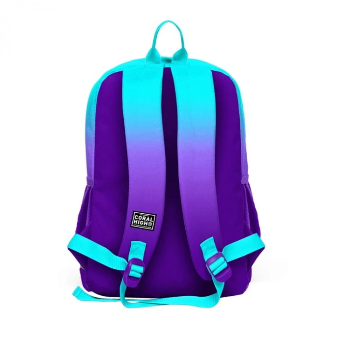 CORAL HIGH 23763 KIDS TURKUAZ MOR RENK GEÇİŞLİ DÖRT BÖLMELİ SIRT ÇANTASI