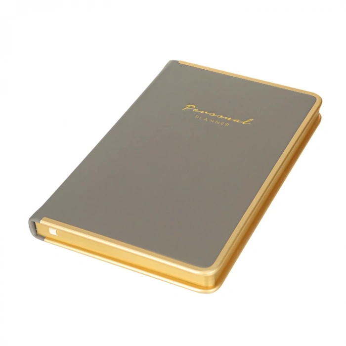 VICTORIAS JOURNALS MONACO 0235 VEGAN DERİ SERT KAPAK 13x21 100gr.160 SYF. PLANNER ÇİZGİLİ DEFTER GRİ