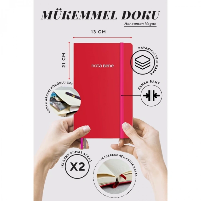 VICTORIAS JOURNALS NOTE BENE 9226 CLASSIC NOTEBOOK SERT KAPAK 13x21cm 70gr.400 SYF. ÇİZGİLİ DEFTER FUŞYA